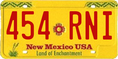 NM license plate 454RNI