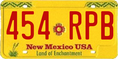 NM license plate 454RPB