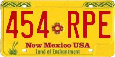 NM license plate 454RPE