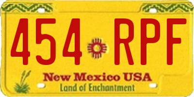 NM license plate 454RPF