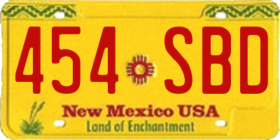 NM license plate 454SBD