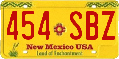 NM license plate 454SBZ