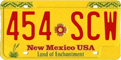 NM license plate 454SCW