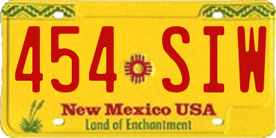 NM license plate 454SIW