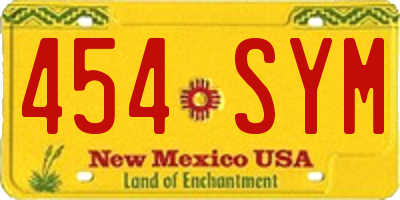 NM license plate 454SYM