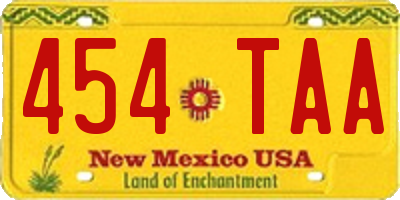 NM license plate 454TAA