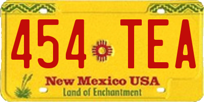 NM license plate 454TEA