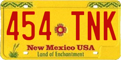 NM license plate 454TNK