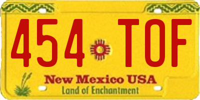 NM license plate 454TOF