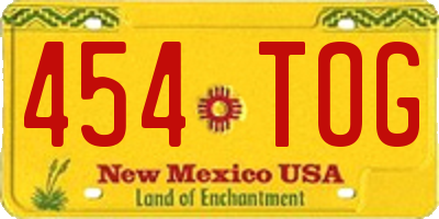 NM license plate 454TOG