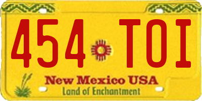 NM license plate 454TOI