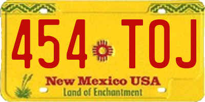 NM license plate 454TOJ