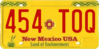 NM license plate 454TOQ