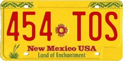 NM license plate 454TOS