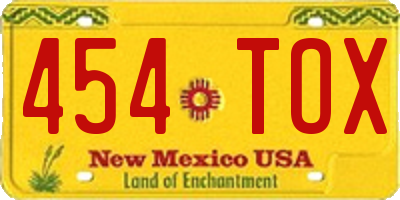 NM license plate 454TOX