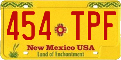 NM license plate 454TPF