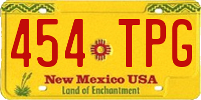NM license plate 454TPG