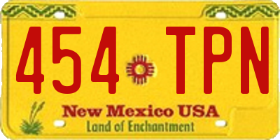 NM license plate 454TPN