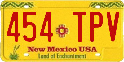 NM license plate 454TPV