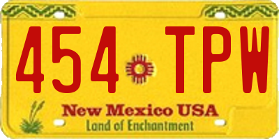 NM license plate 454TPW