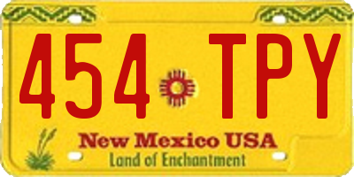 NM license plate 454TPY