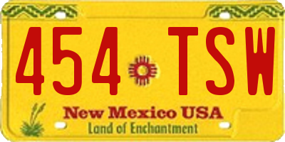NM license plate 454TSW