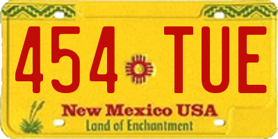 NM license plate 454TUE