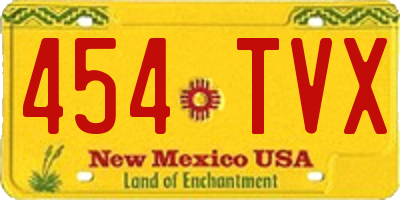 NM license plate 454TVX