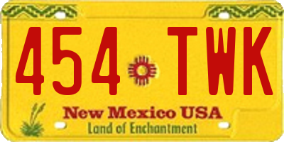 NM license plate 454TWK