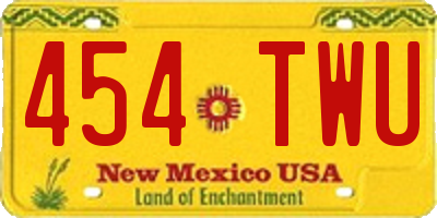 NM license plate 454TWU