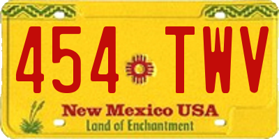 NM license plate 454TWV