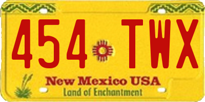 NM license plate 454TWX
