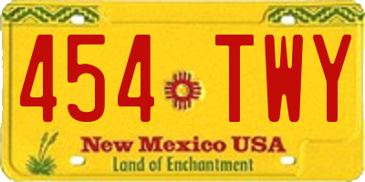 NM license plate 454TWY