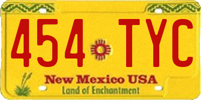 NM license plate 454TYC