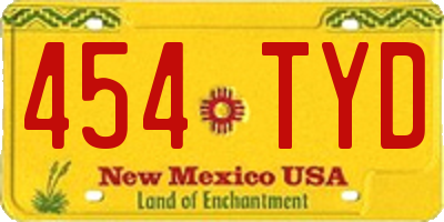 NM license plate 454TYD