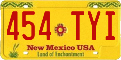 NM license plate 454TYI