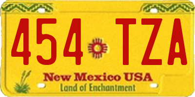 NM license plate 454TZA