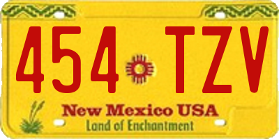 NM license plate 454TZV