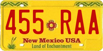 NM license plate 455RAA