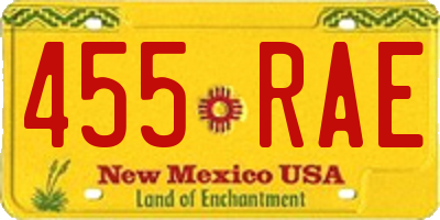 NM license plate 455RAE