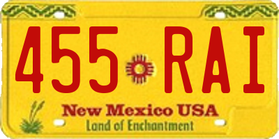 NM license plate 455RAI