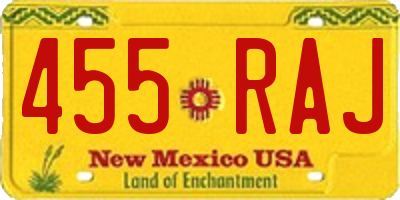 NM license plate 455RAJ