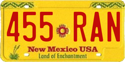 NM license plate 455RAN