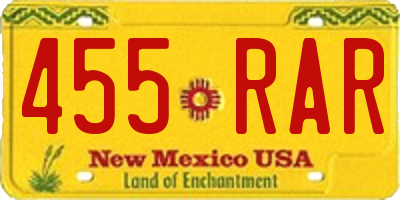 NM license plate 455RAR