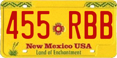 NM license plate 455RBB