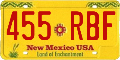 NM license plate 455RBF