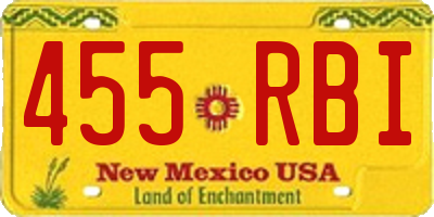 NM license plate 455RBI