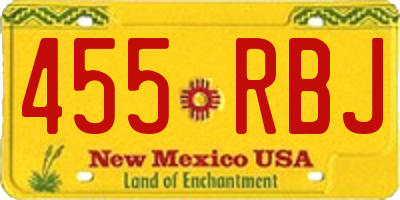 NM license plate 455RBJ