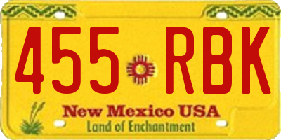 NM license plate 455RBK