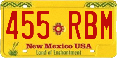 NM license plate 455RBM